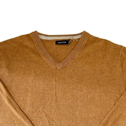 XXL Nautica Brown V-Neck Jumper