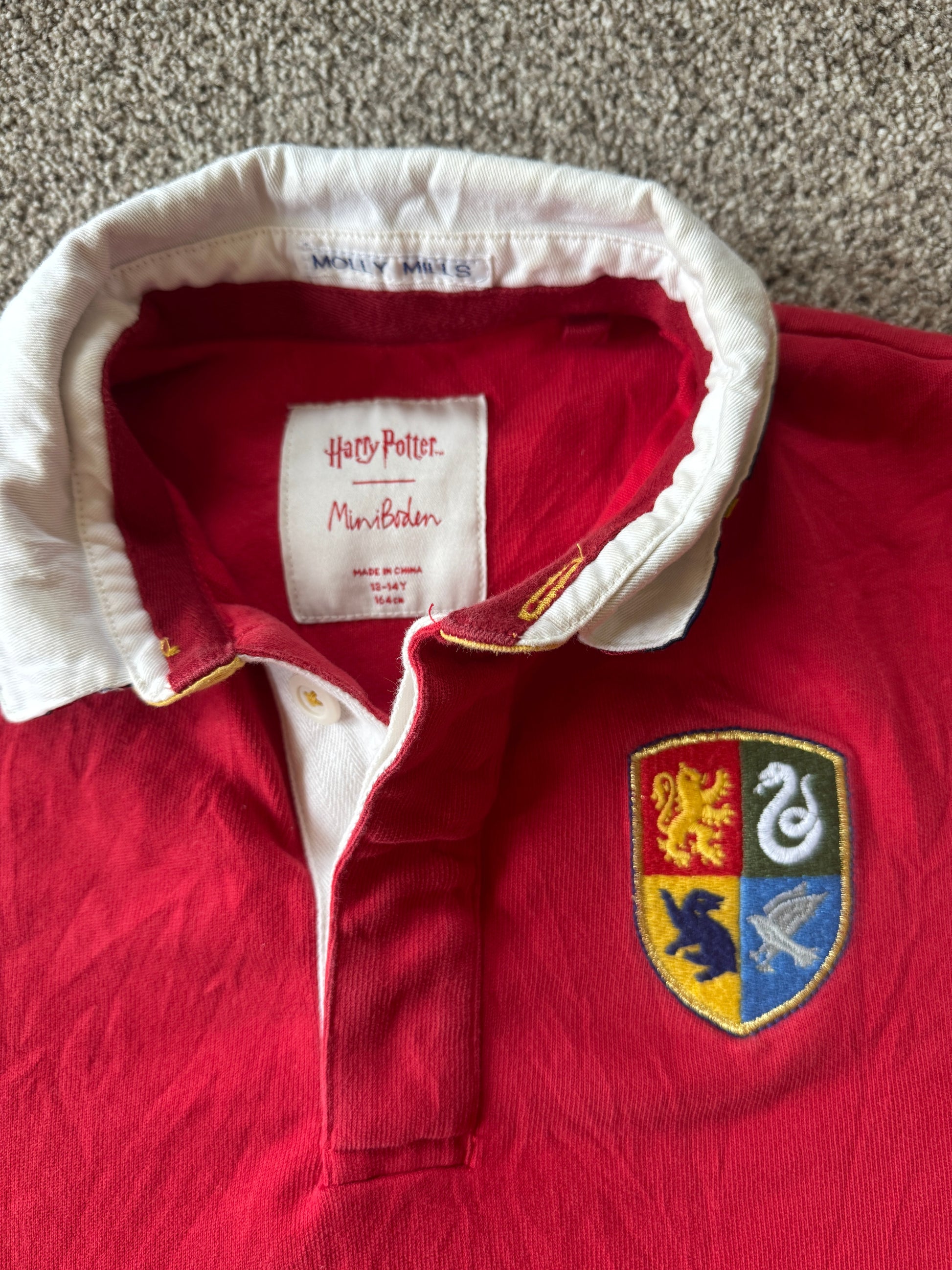 Aged 13-14 Mini Boden Red Harry Potter Hogwarts Polo Shirt