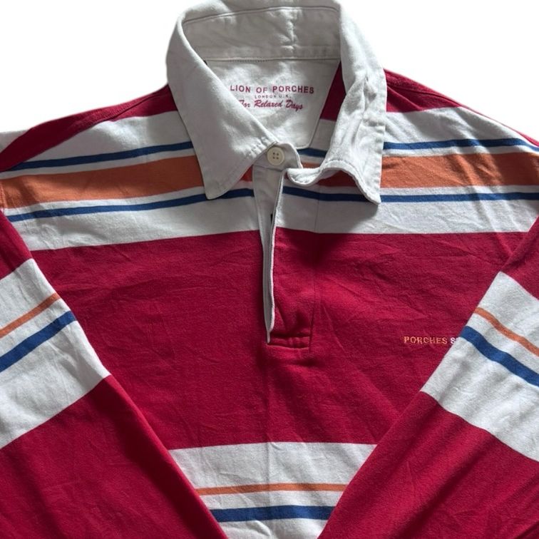 Small Lion Of Porches Red, Orange and White Rugby Shirt