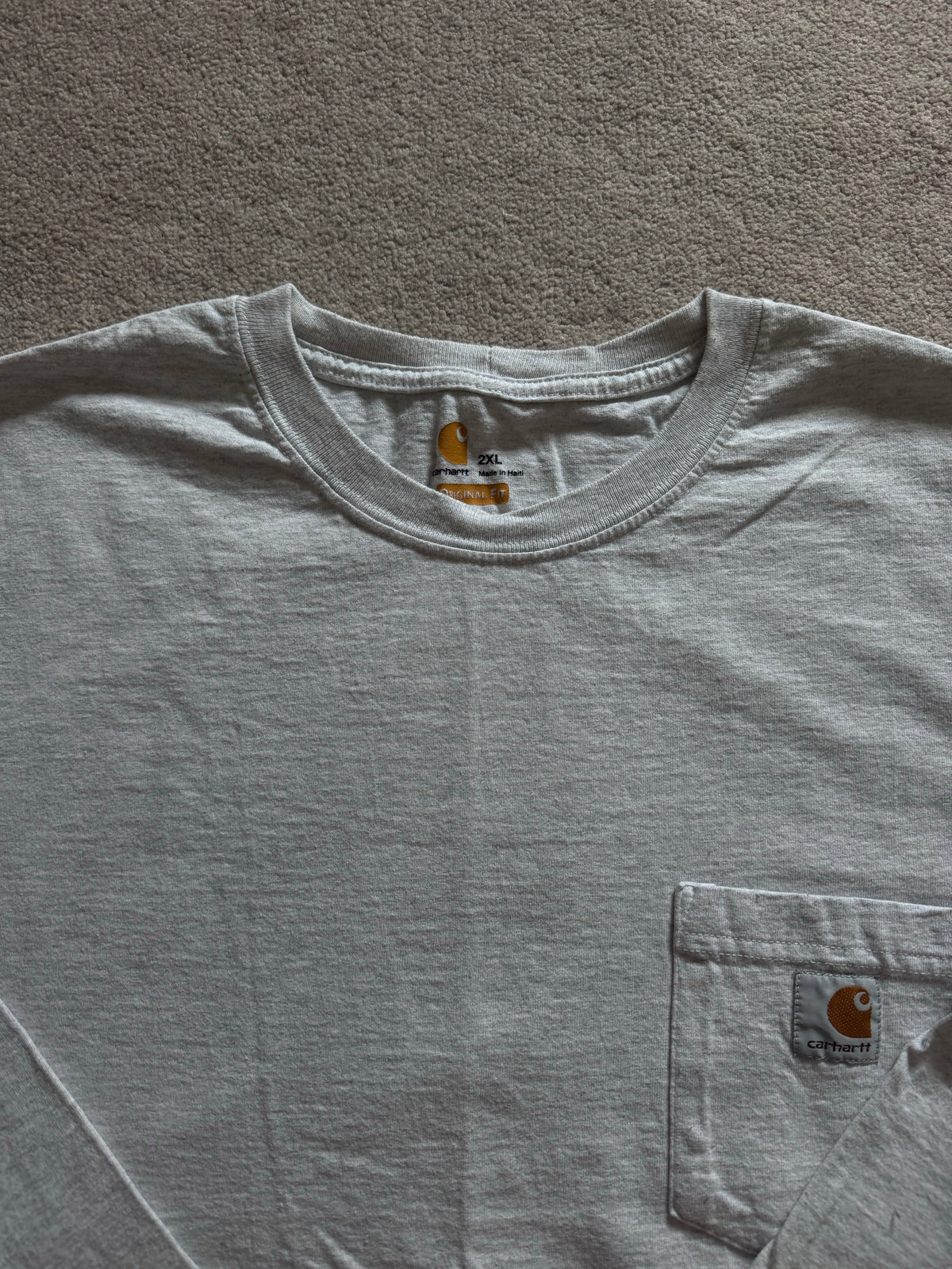 XXL Carhartt Grey Long Sleeved Pocket T-Shirt