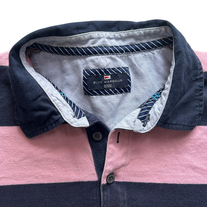 Large Blue Harbour Pink and Navy Rugby Shirt