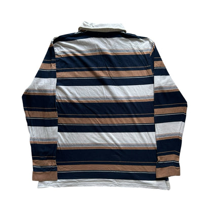 Extra large Atlas For Men White, Brown and Navy Rugby Shirt