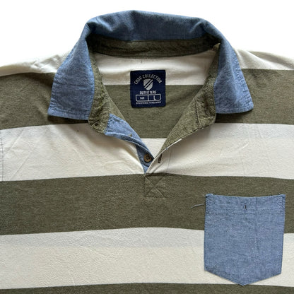 Large Code Collection Green and Beige Short Sleeved Rugby Shirt
