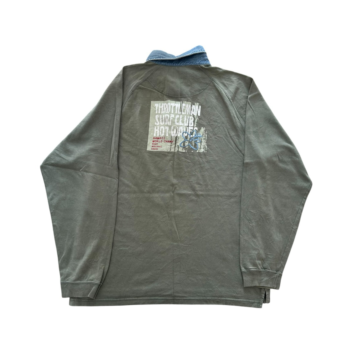 Extra large Throttleman Green Surf Club Rugby Shirt
