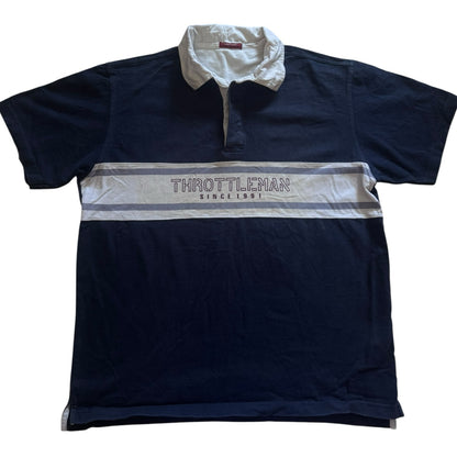 Medium Throttleman Navy Rugby Style Polo Shirt