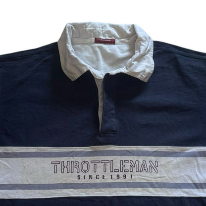 Medium Throttleman Navy Rugby Style Polo Shirt