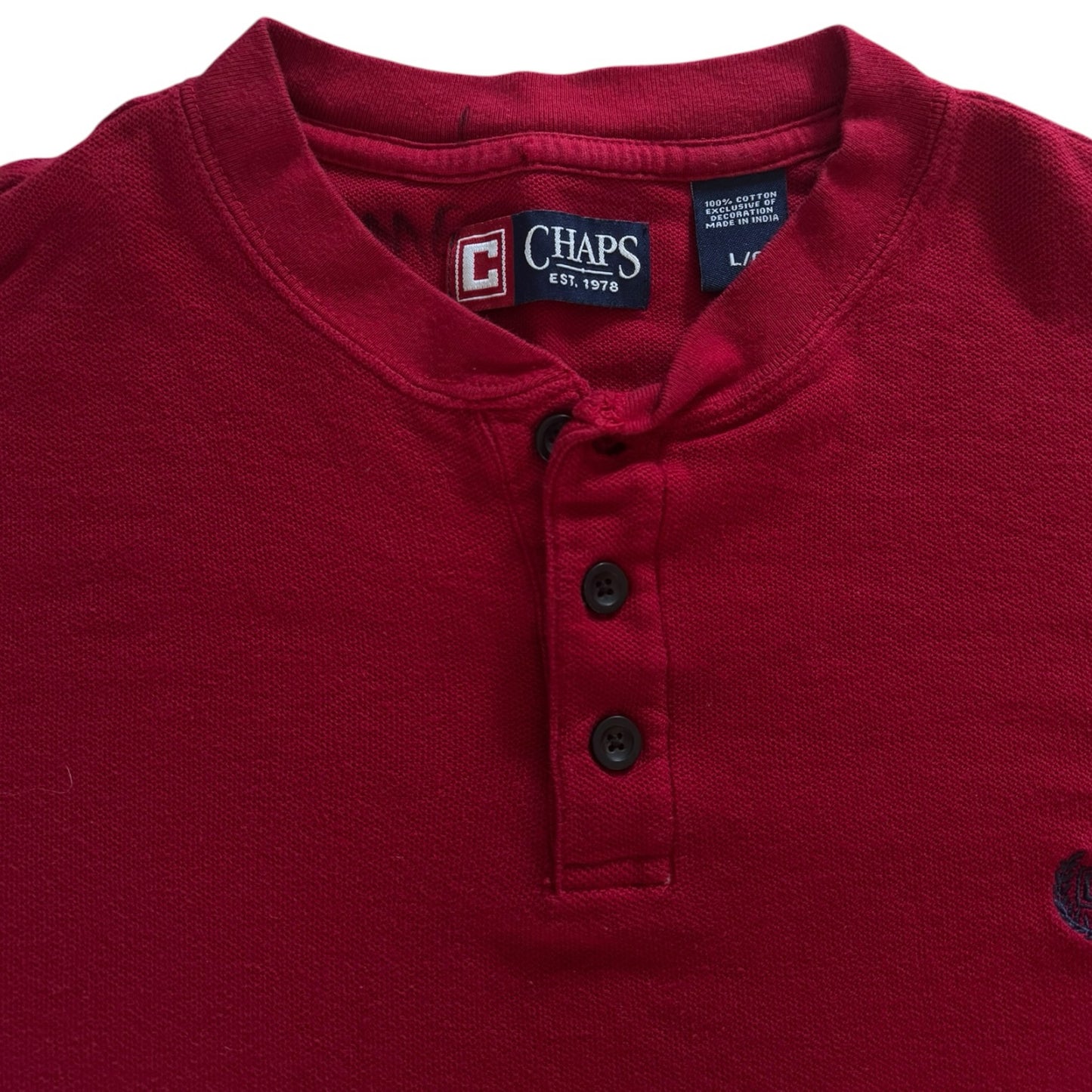 Large Chaps Red Henley T-Shirt
