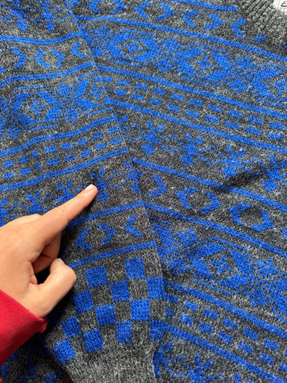 Medium Expressions Blue and Grey Funky Knit