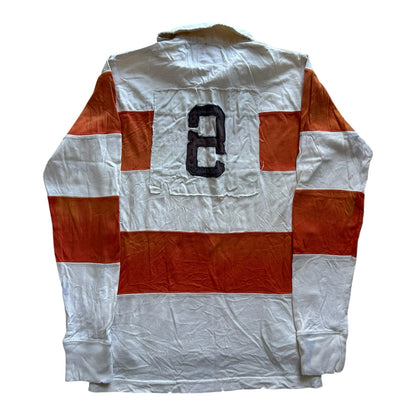 Medium Bershka Orange And White Rugby Shirt - marks