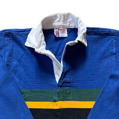 1980's Vintage Extra small Europa Sports Capella Blue Striped Rugby Shirt