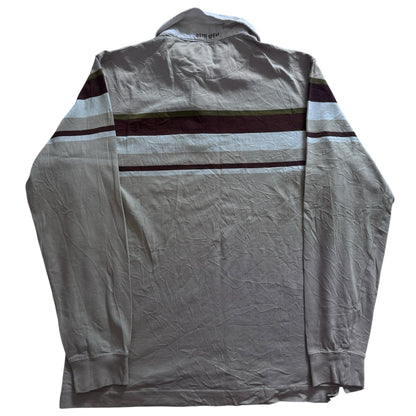 Medium Dutti Sport Beige, Burgundy and Green Rugby Shirt