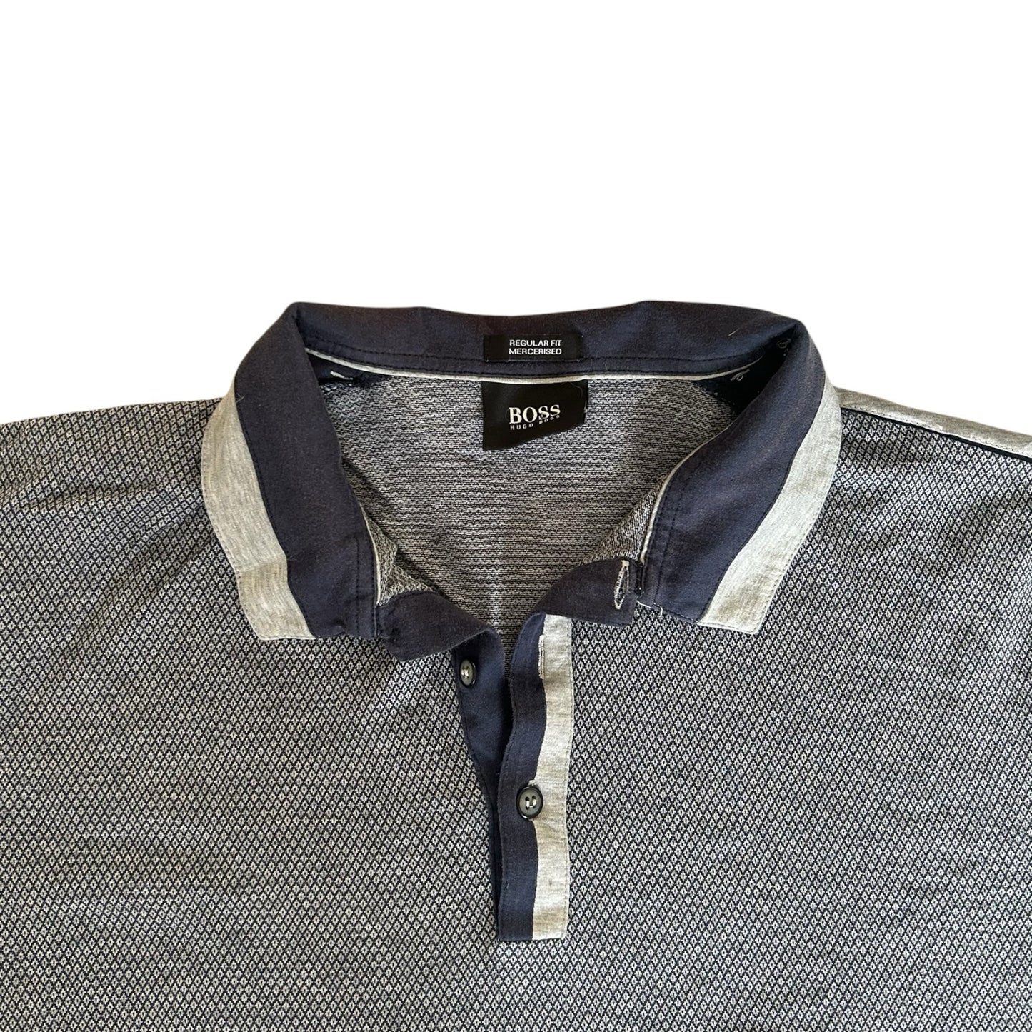 Extra large Hugo Boss Diamond Patterned Grey Polo Shirt