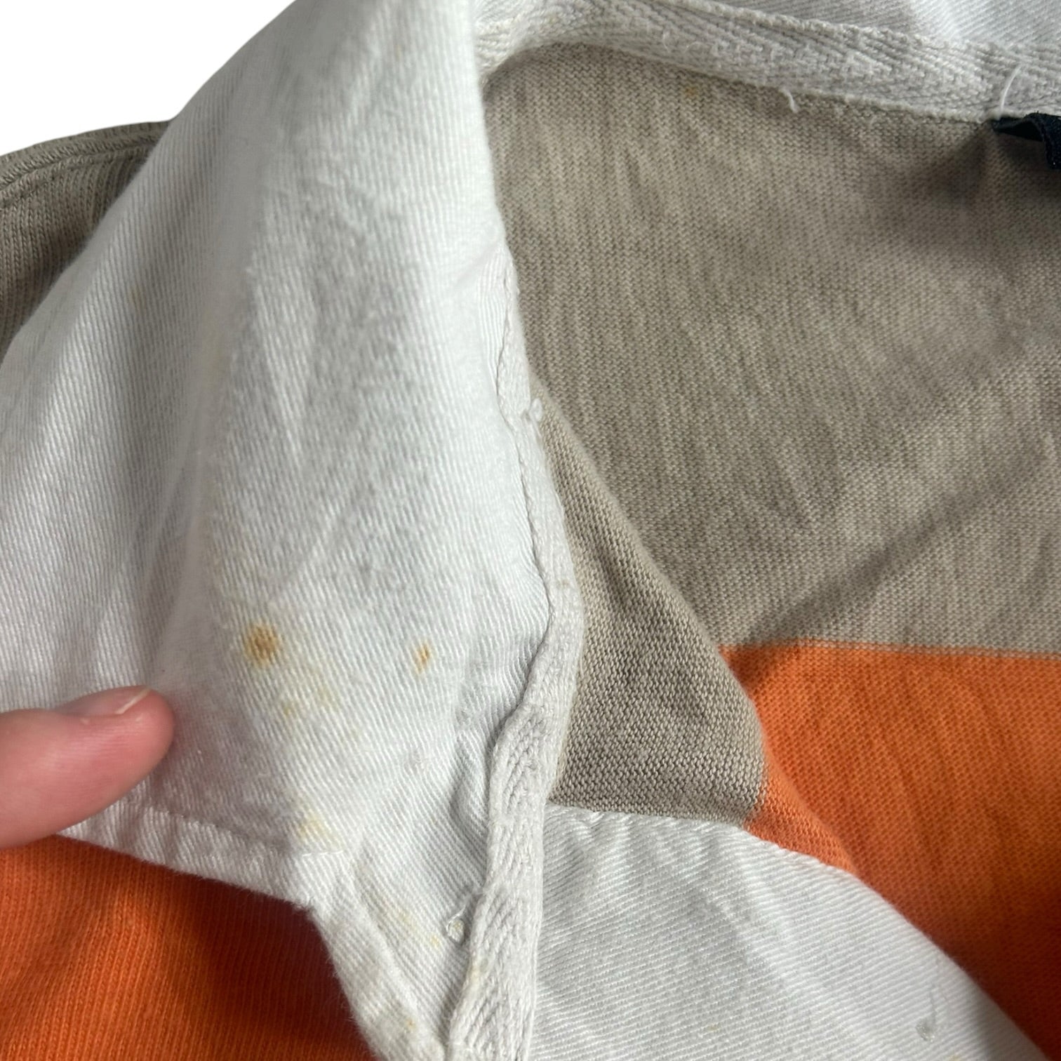Large Pull and Bear Orange and Beige Rugby Shirt