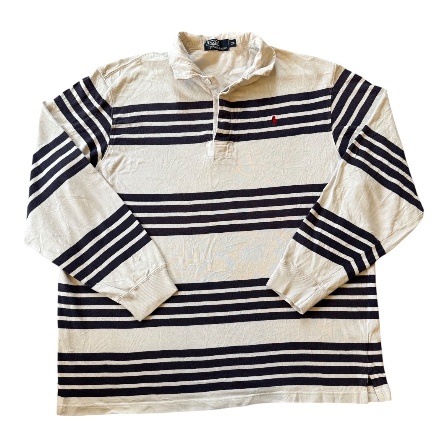 Extra large Ralph Lauren White and Navy Rugby Shirt