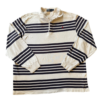 Extra large Ralph Lauren White and Navy Rugby Shirt