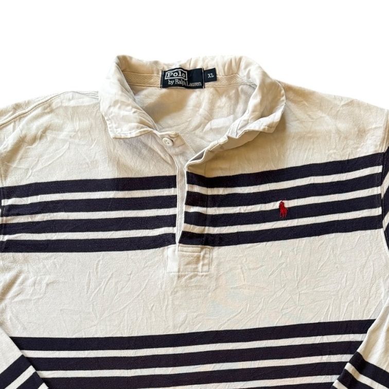 Extra large Ralph Lauren White and Navy Rugby Shirt
