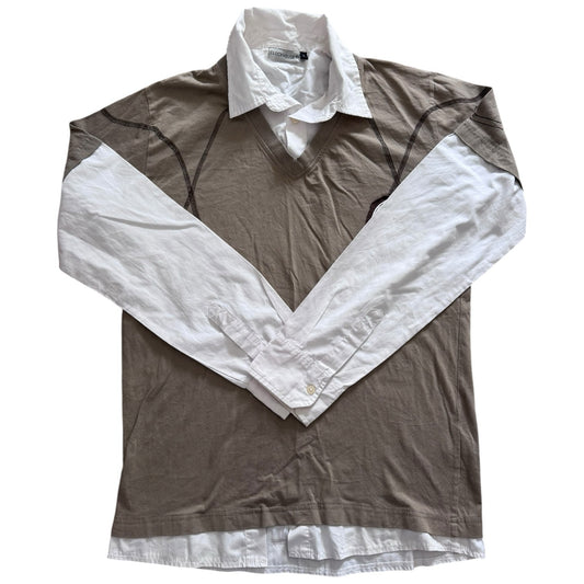 Large Clockhouse Brown with White Sleeves Rugby Shirt