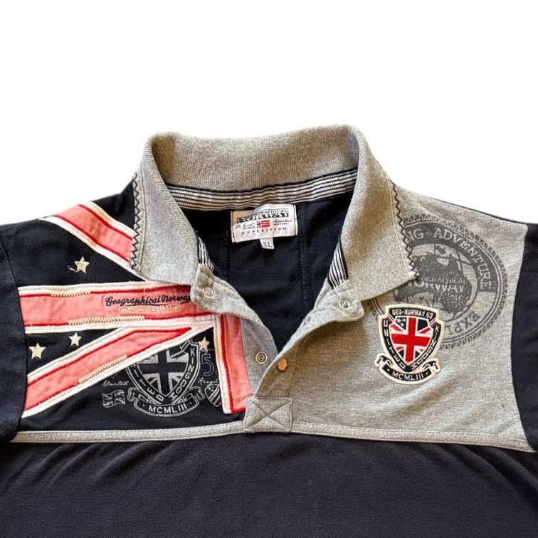 Extra large Geographical Norway Navy Polo Shirt