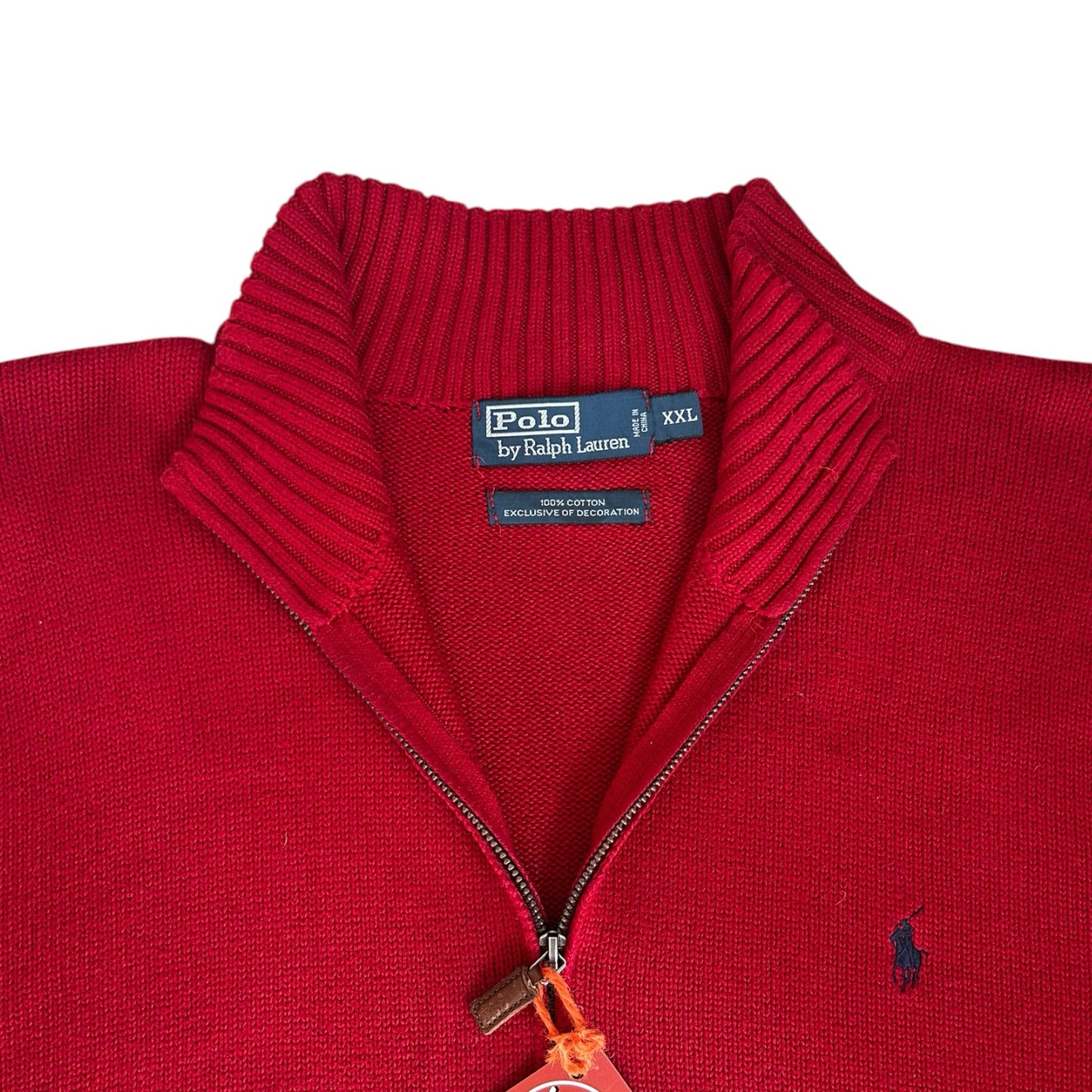 XXL Ralph Lauren Red Knitted 1/4 Zip Jumper