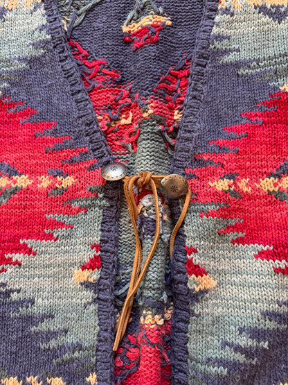 Woman's XXL Ralph Lauren Aztec Southwestern Hand Knitted Vest