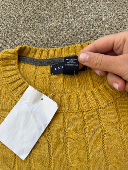 Woman's XXL Lands' End Yellow Cable Knit Jumper