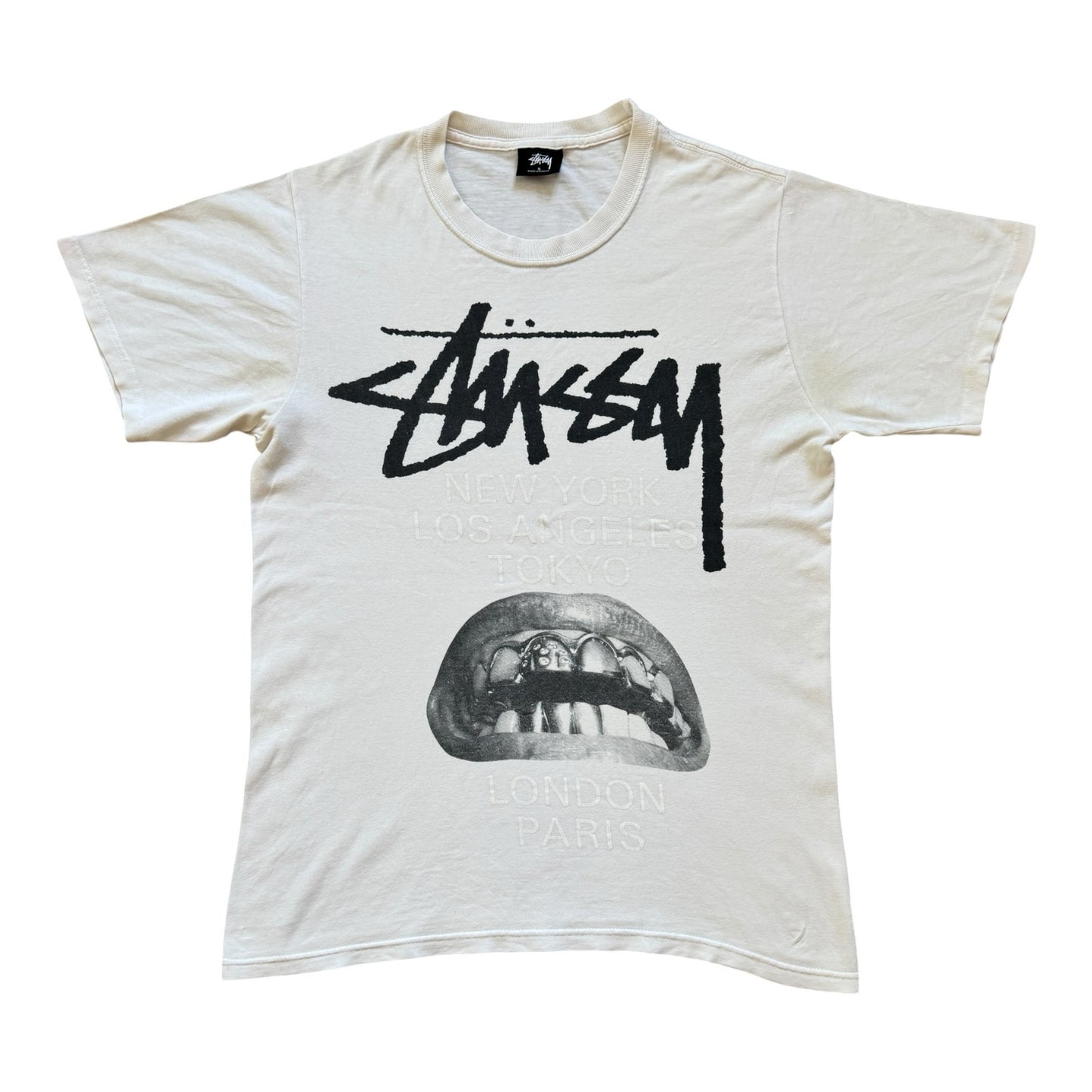 Small Stussy Rick Owens World Tour Collection White T-Shirt