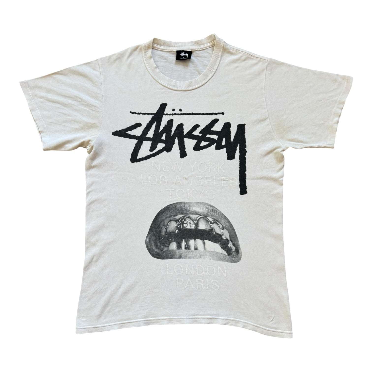 Small Stussy Rick Owens World Tour Collection White T-Shirt