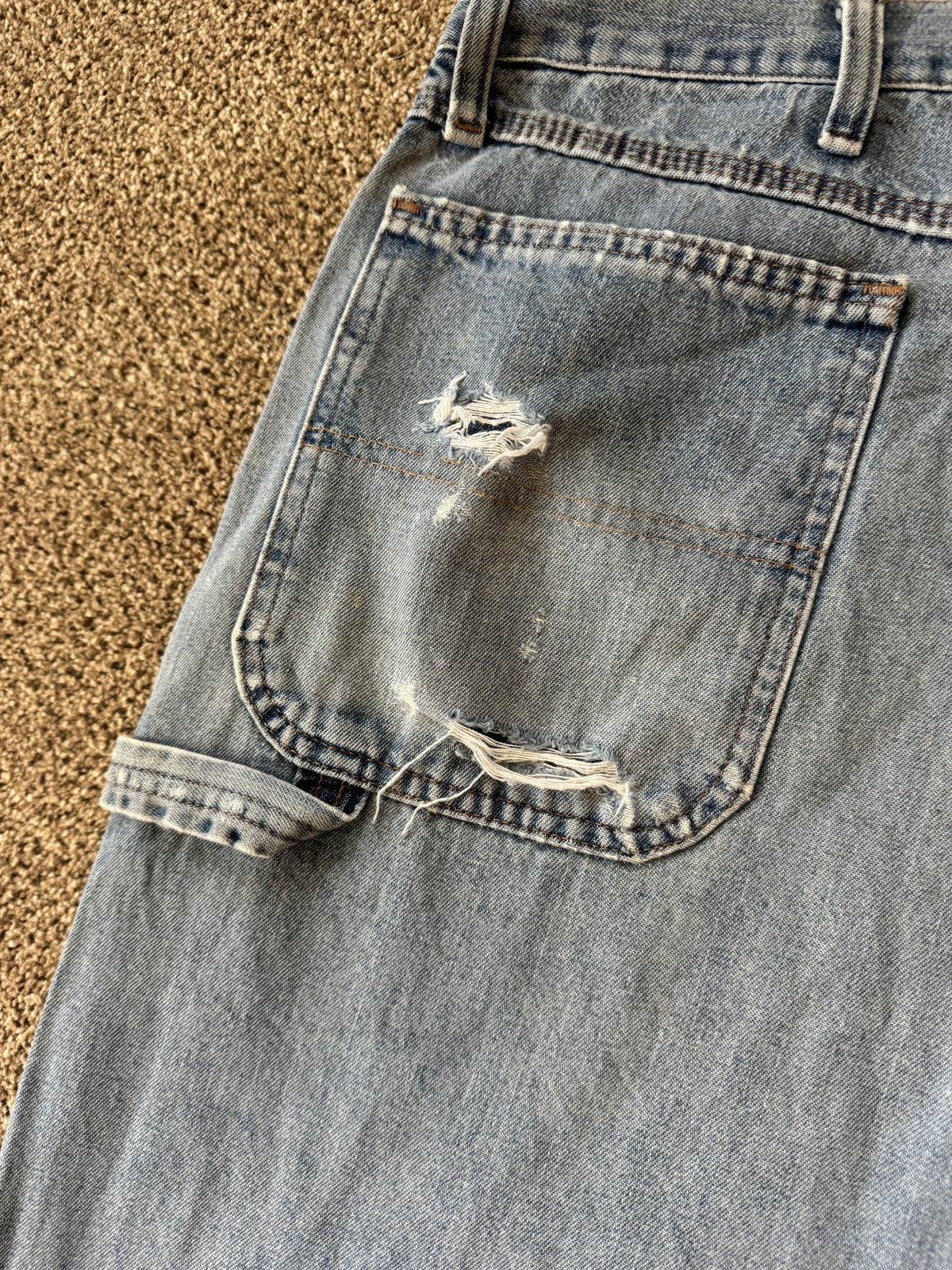 38/30 Wrangler Carpenter Denim Blue Jeans
