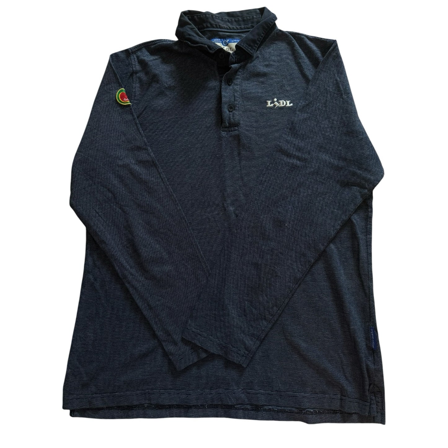 Large Lidl Navy Long Sleeved Polo Shirt