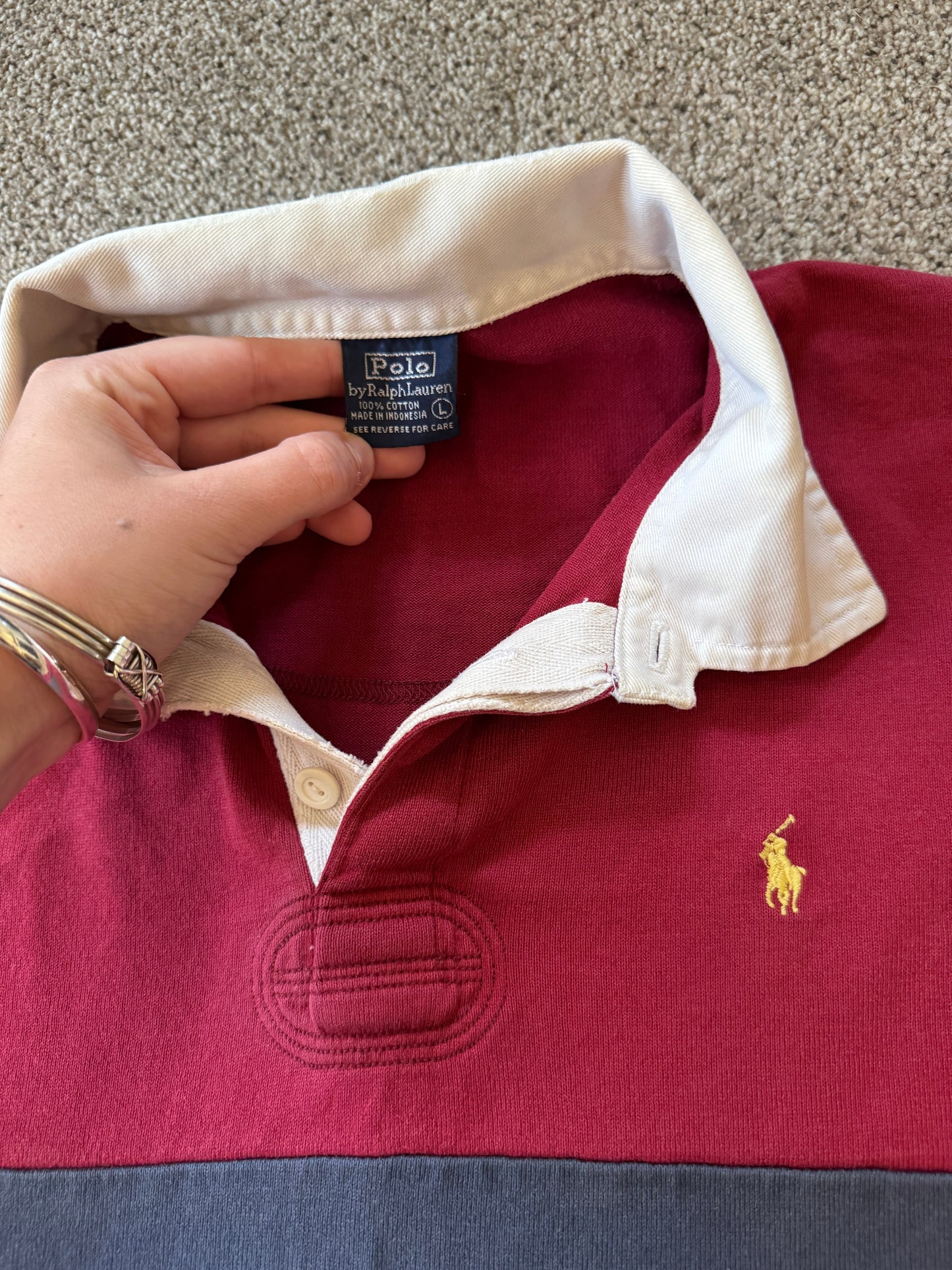 Medium Ralph Lauren Burgundy Red Rugby Shirt