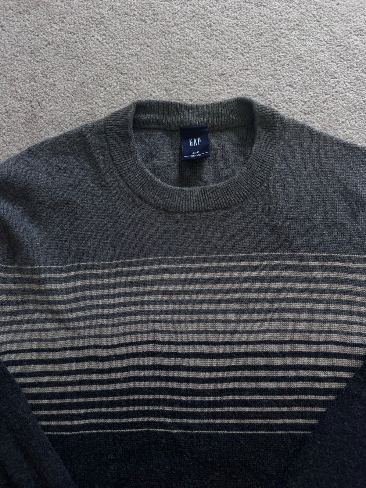 Small Gap Grey Knitted Striped Jumper