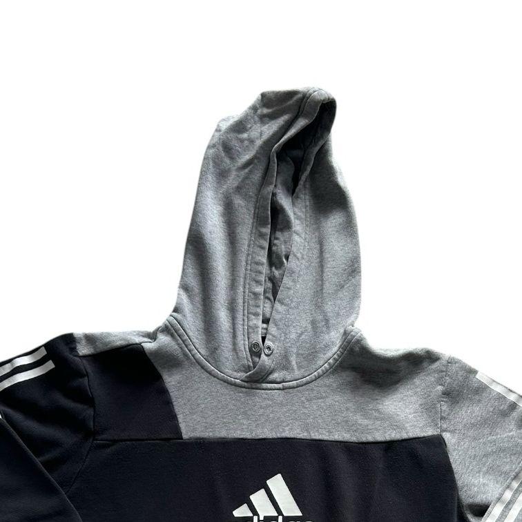 Large Adidas Grey and Black Hoodie