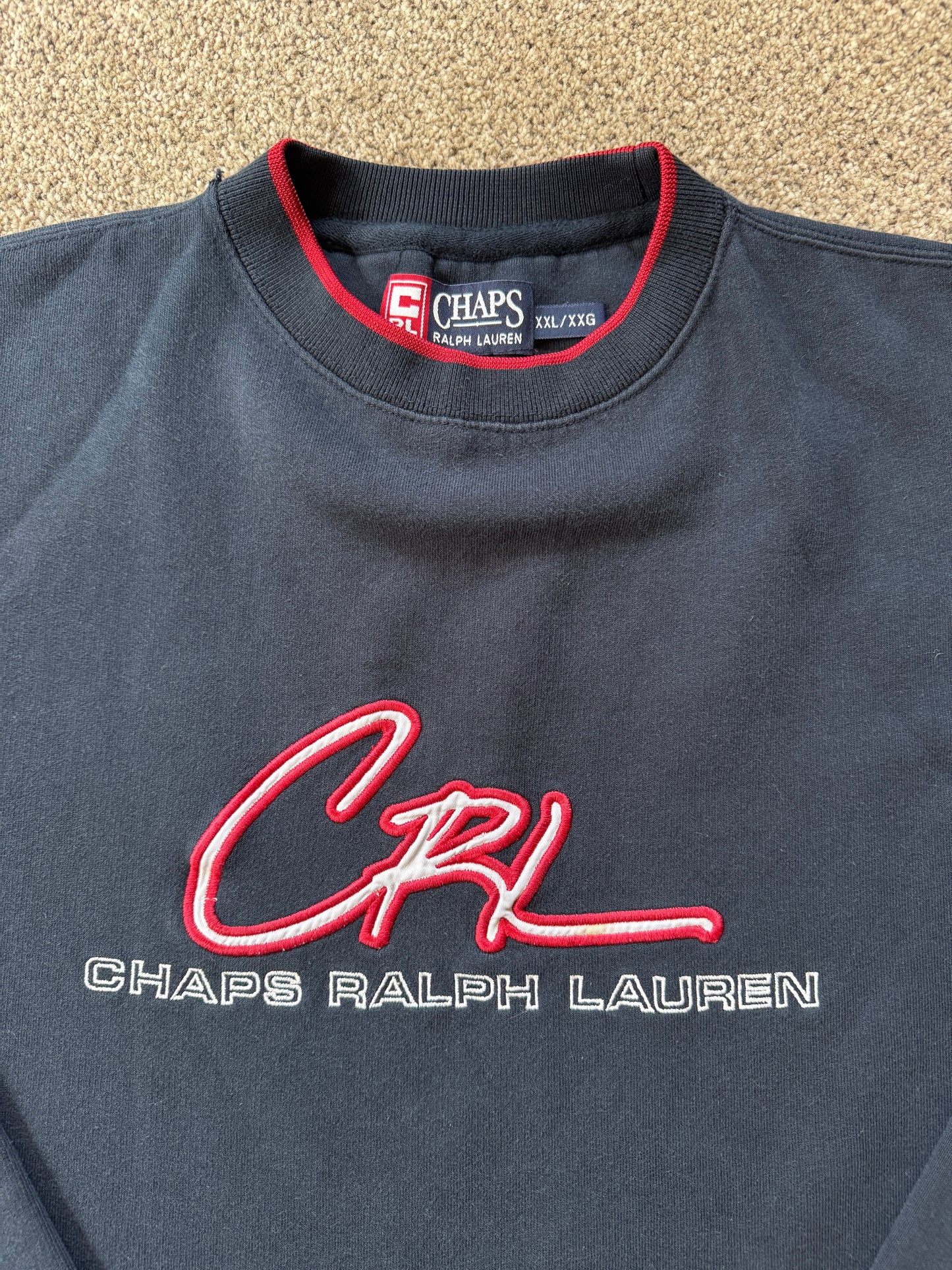 XXL Chaps Ralph Lauren Navy Spellout Sweatshirt