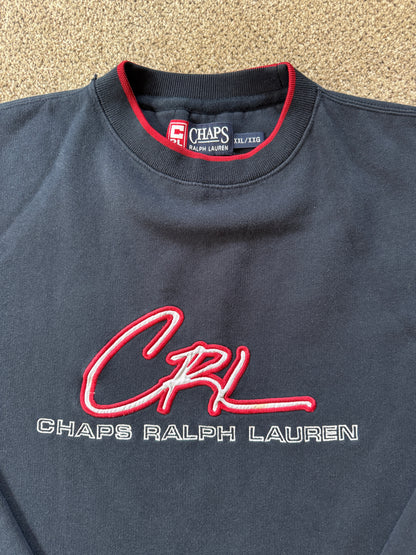 XXL Chaps Ralph Lauren Navy Spellout Sweatshirt