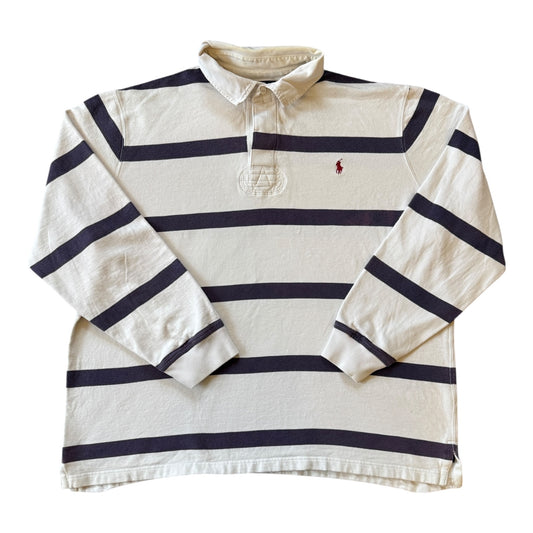 XXL Ralph Lauren White And Navy Rugby Shirt