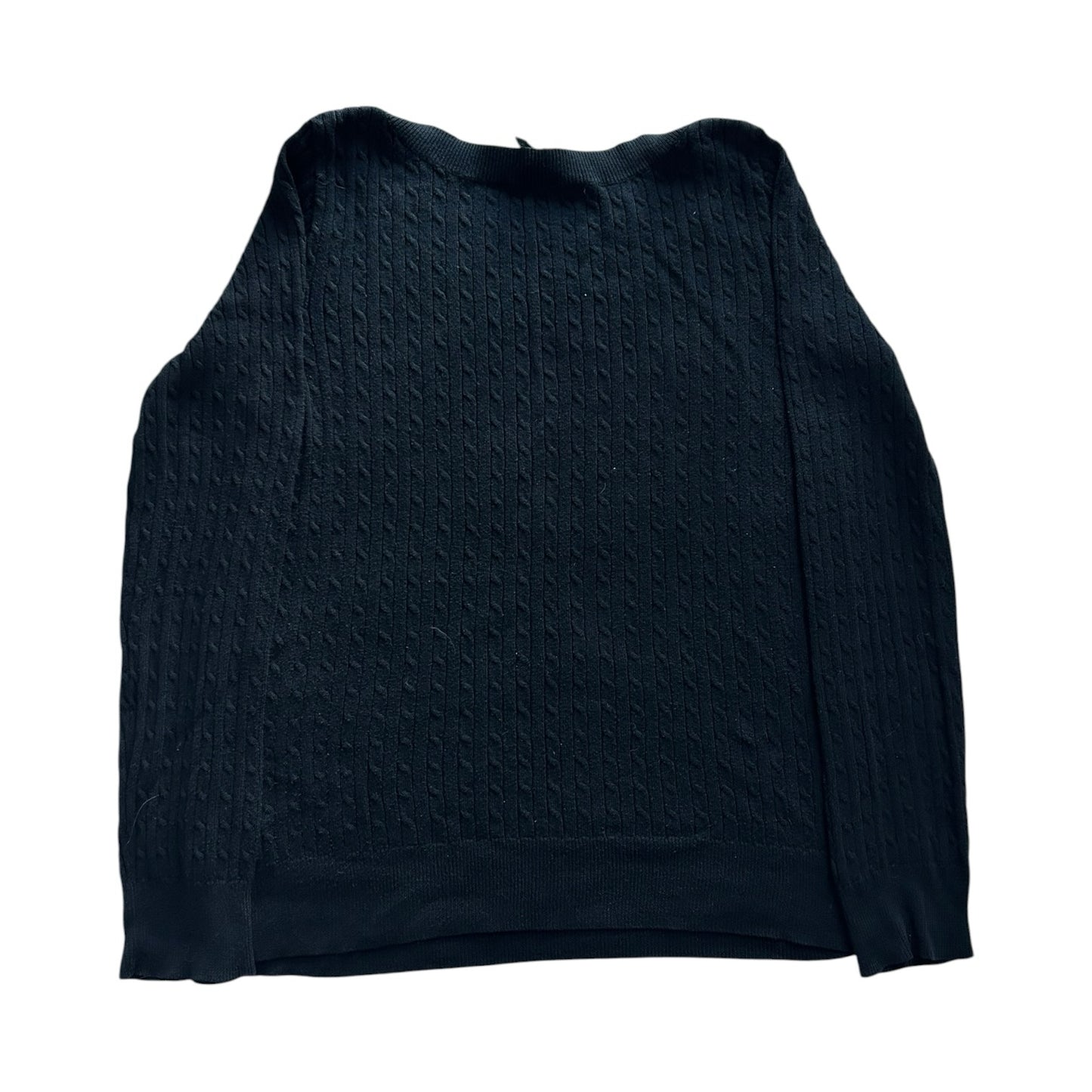 Woman's Medium Ralph Lauren Black Cable Knit with Shoulder Buttons