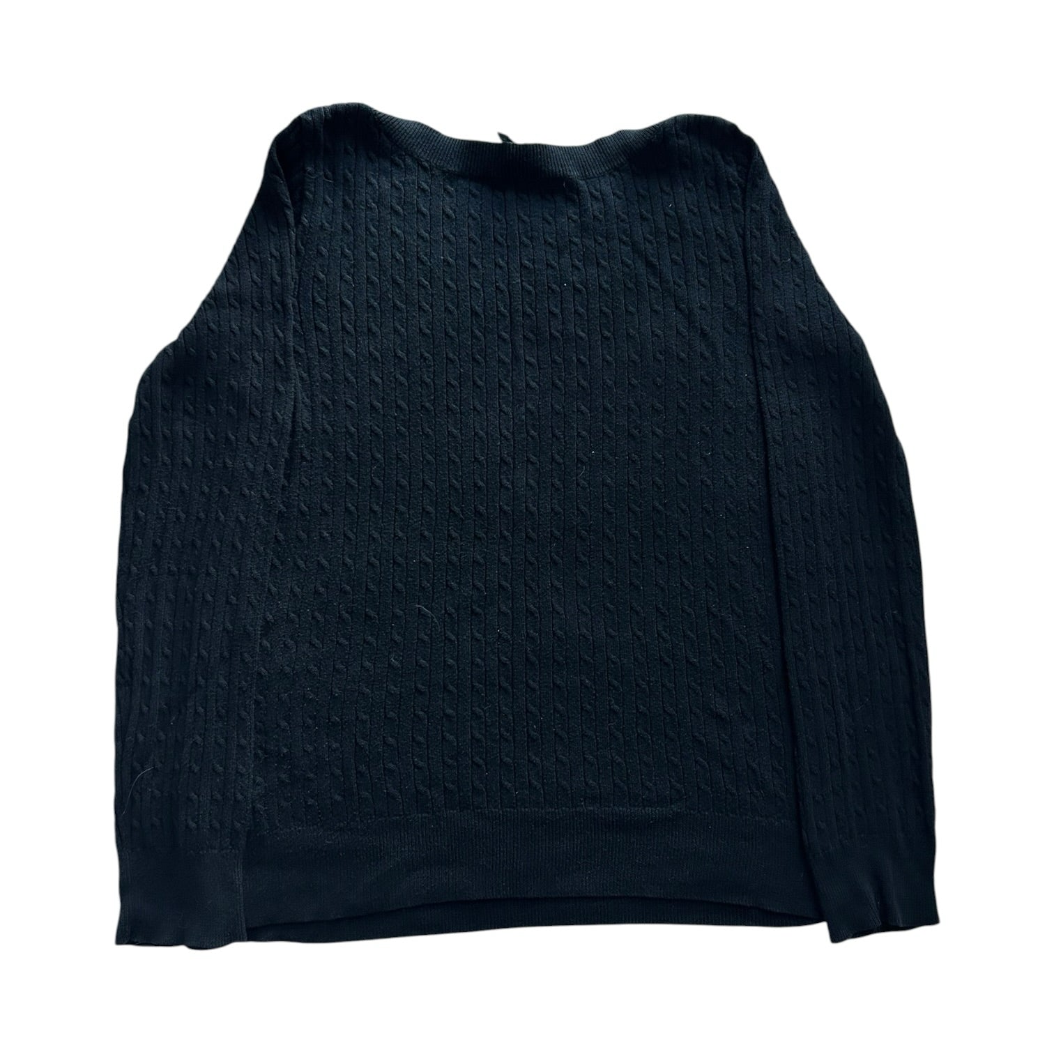Woman's Medium Ralph Lauren Black Cable Knit with Shoulder Buttons