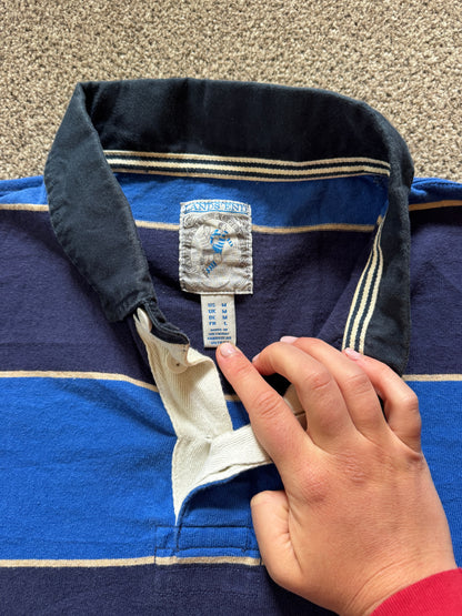 Medium Lands' End Blue and Navy Rugby Shirt