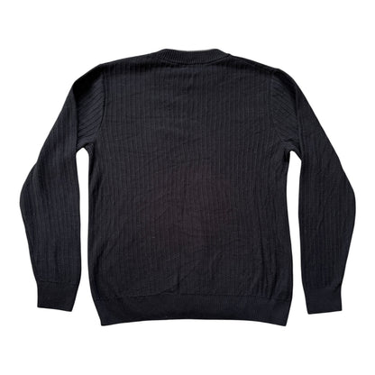 Large Fred Perry Black Knitted Ribbed Jumper