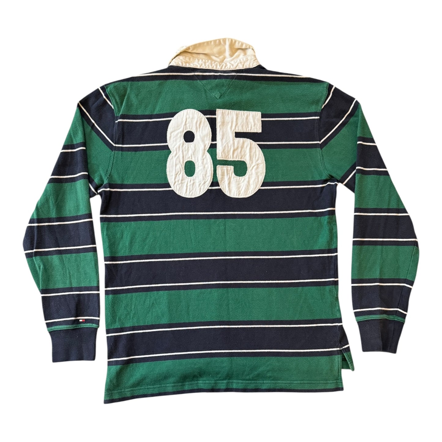 Large Tommy Hilfiger Green and Navy Rugby Shirt