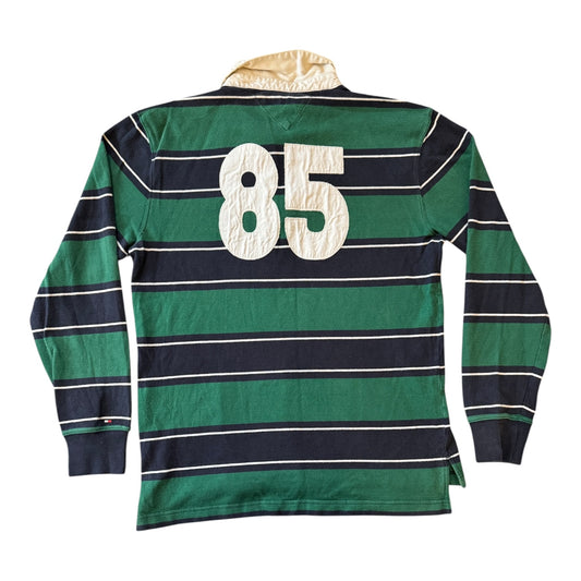 Large Tommy Hilfiger Green and Navy Rugby Shirt