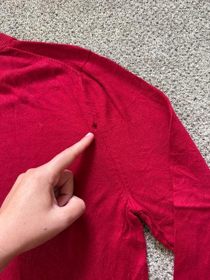 Small Nautica Red V-Neck Jumper - stains