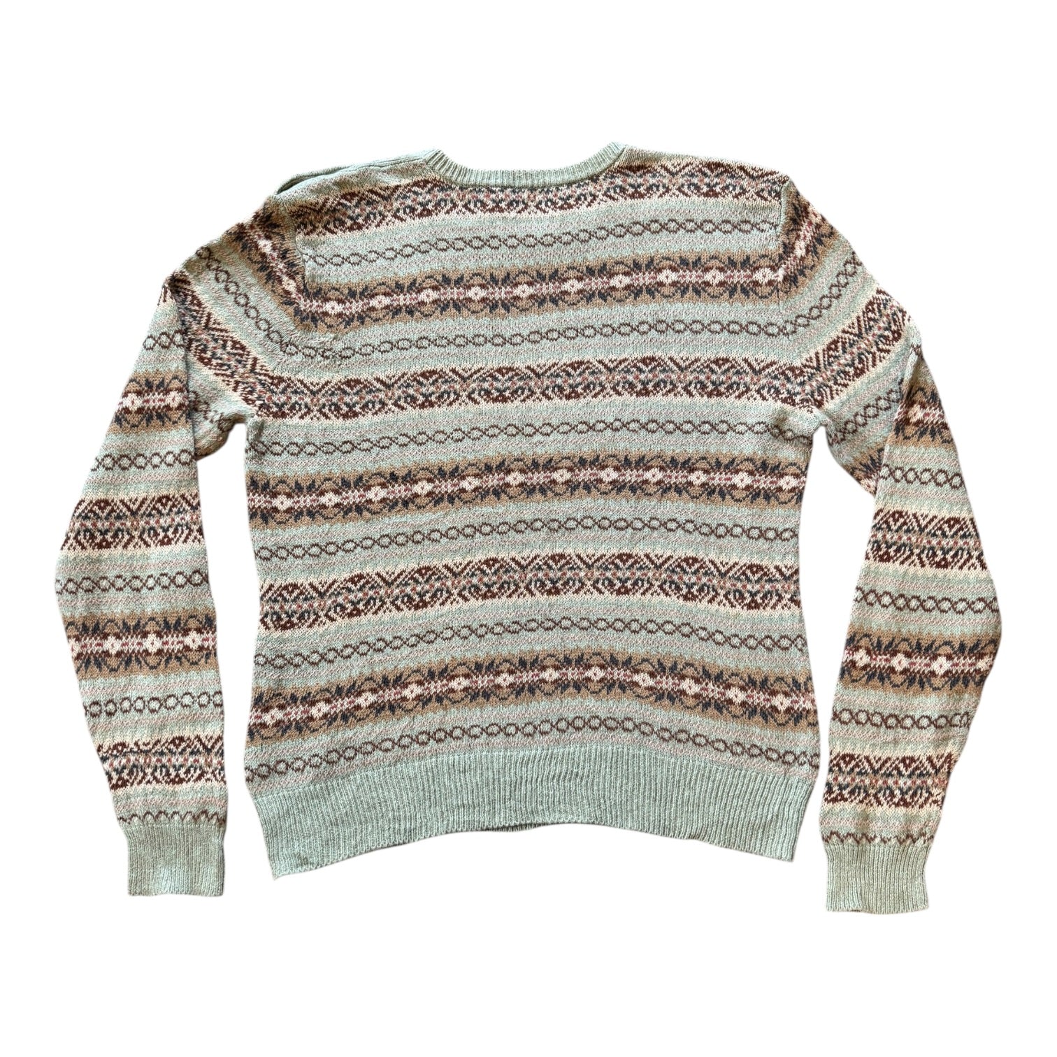 Woman's Large Ralph Lauren Green Fair Isle Knitted Jumper