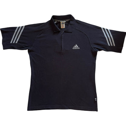 90s Large Adidas Black Zip Up Polo Shirt