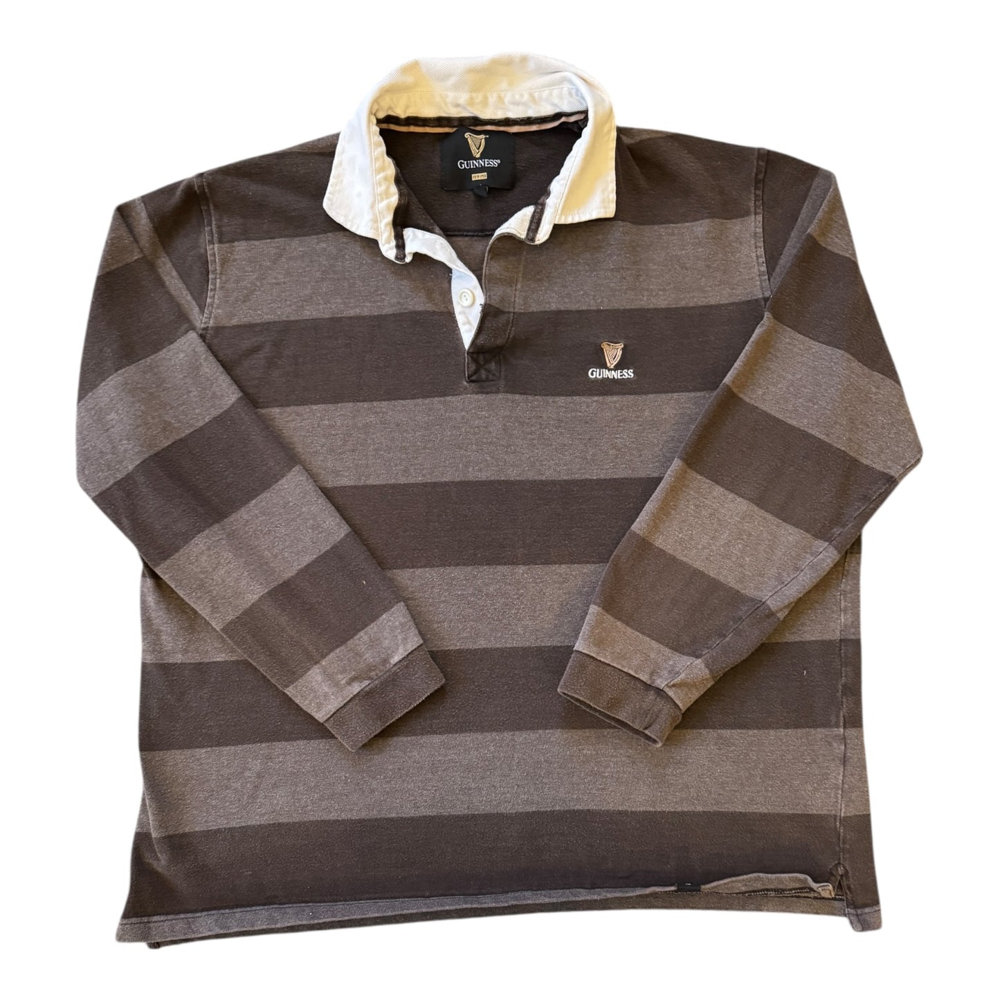 Large Guinness Brown Striped Rugby Shirt
