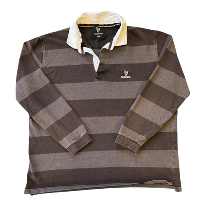 Large Guinness Brown Striped Rugby Shirt
