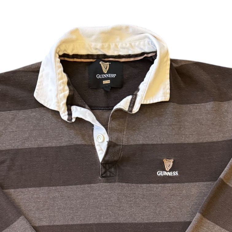 Large Guinness Brown Striped Rugby Shirt