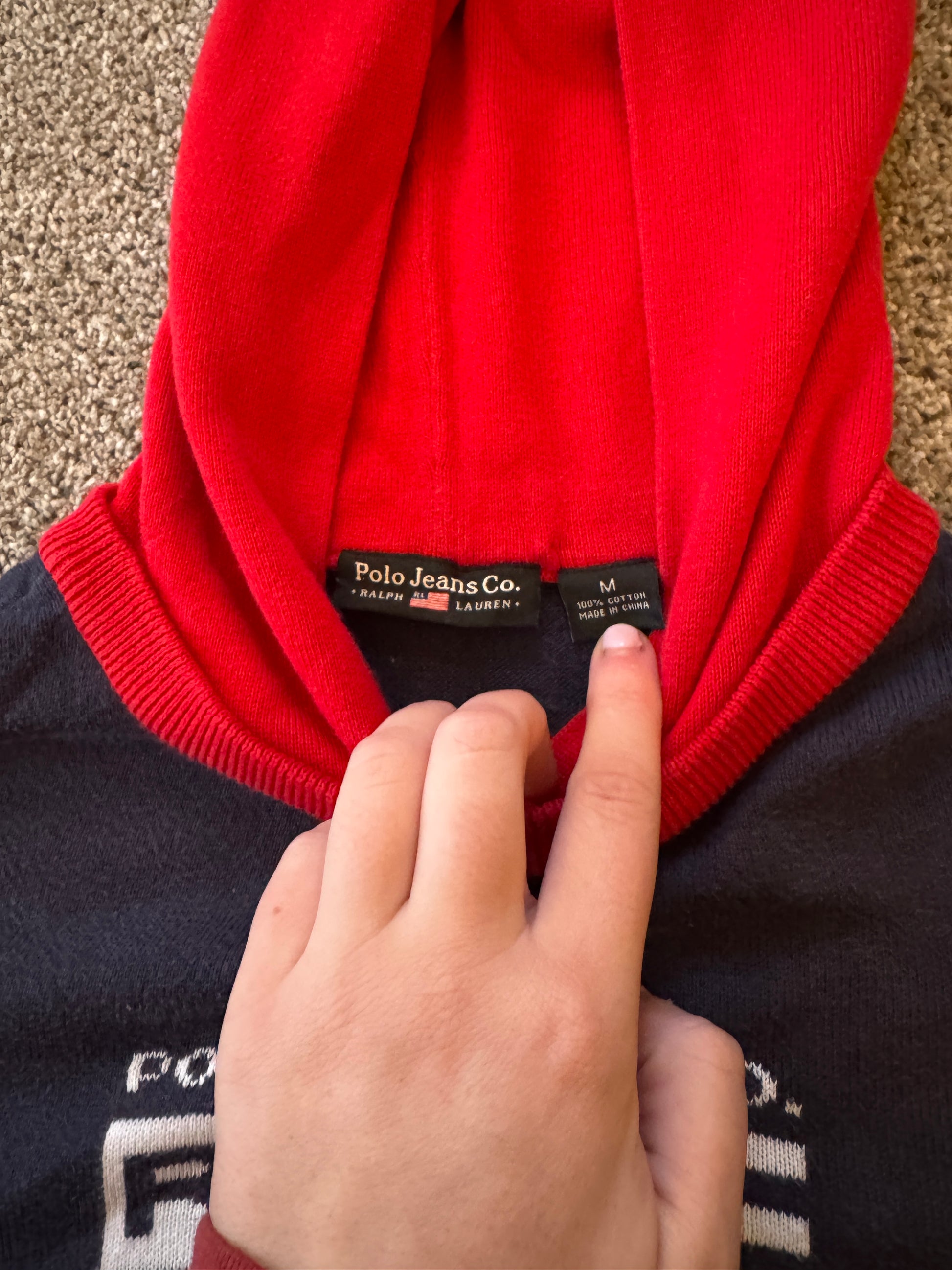 Woman's Medium Ralph Lauren Navy USA Flag Hoodie