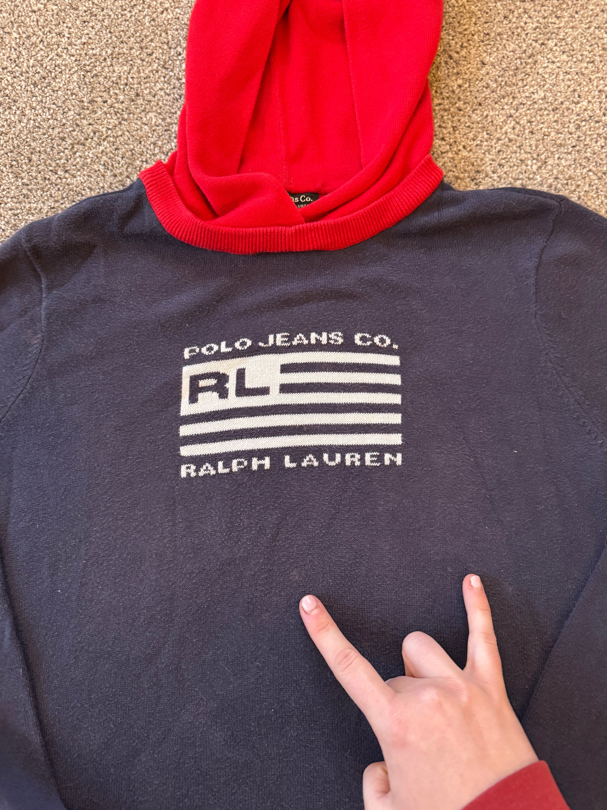 Woman's Medium Ralph Lauren Navy USA Flag Hoodie