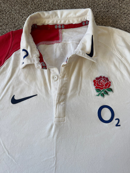 Large Nike White England Rugby Polo Shirt